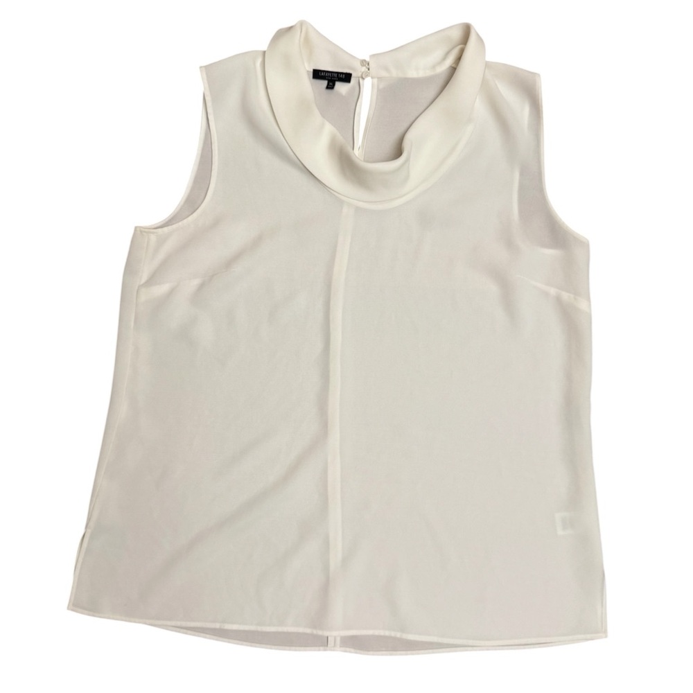 Lafayette 148 New York Ivory Sleeveless Cowl Neck Blouse